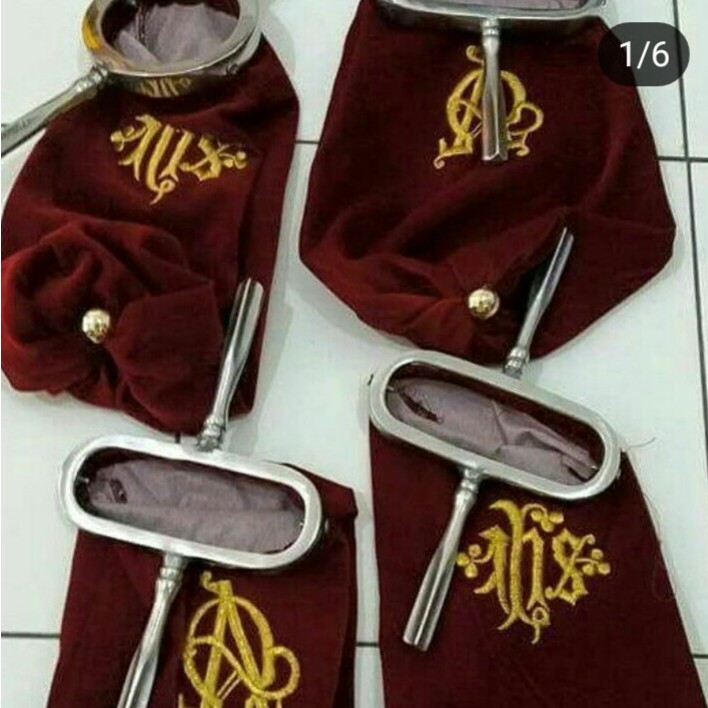 Custom Kantong Persembahan Bludru Besar Bordir Logo Gereja Pelean Tanggu Pundi Kolekte Wadah Uang Gereja