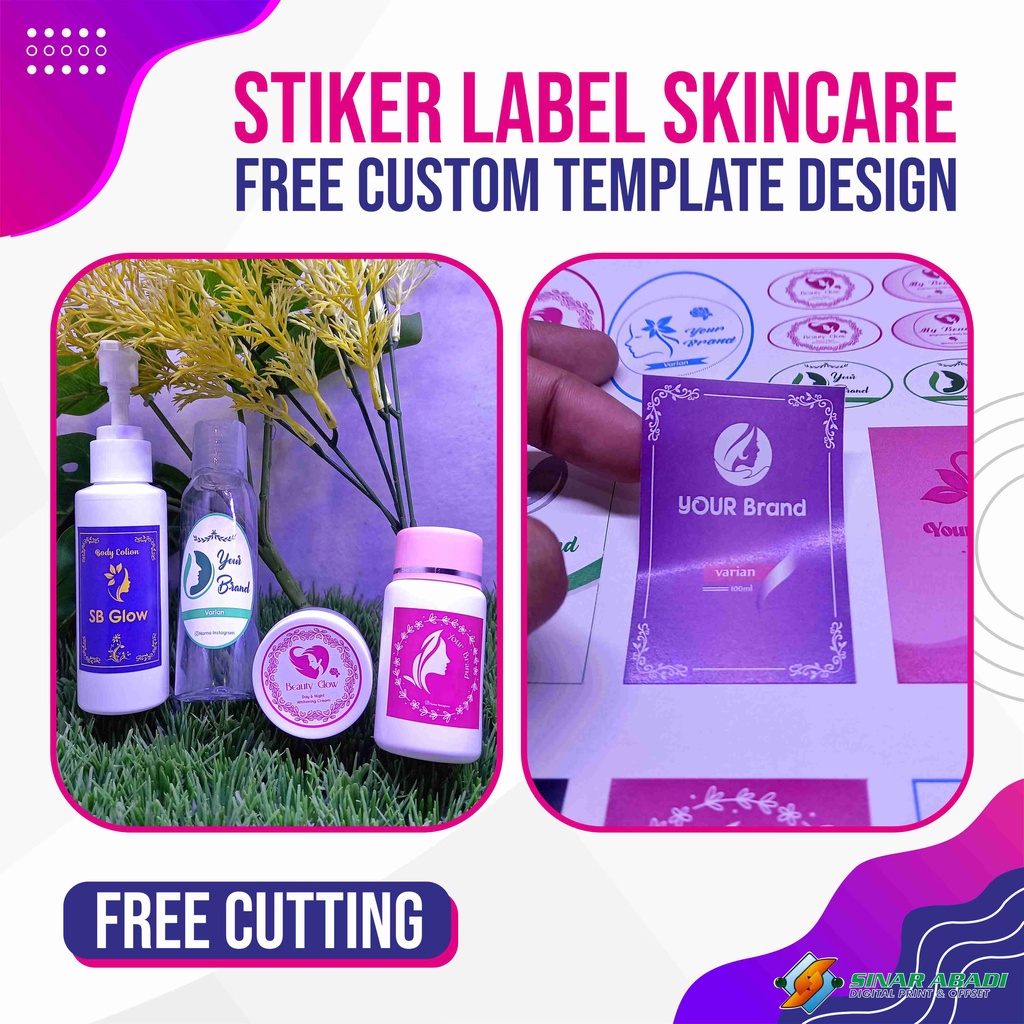 

Stiker Label Logo Skincare / Kecantikan A3 Free Desain / Sticker Logo Kemasan