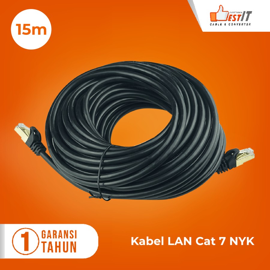 Kabel Lan SSTP Cat7 Ethernet Network 10Gbps Gold Plated RJ45 15 Meter NYK