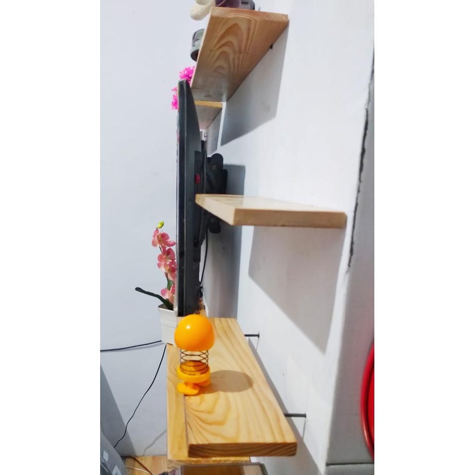 11 x 60 cm Rak melayang rak gantung kayu jati belanda Asli sudah PERNIS BENING NATURAL
