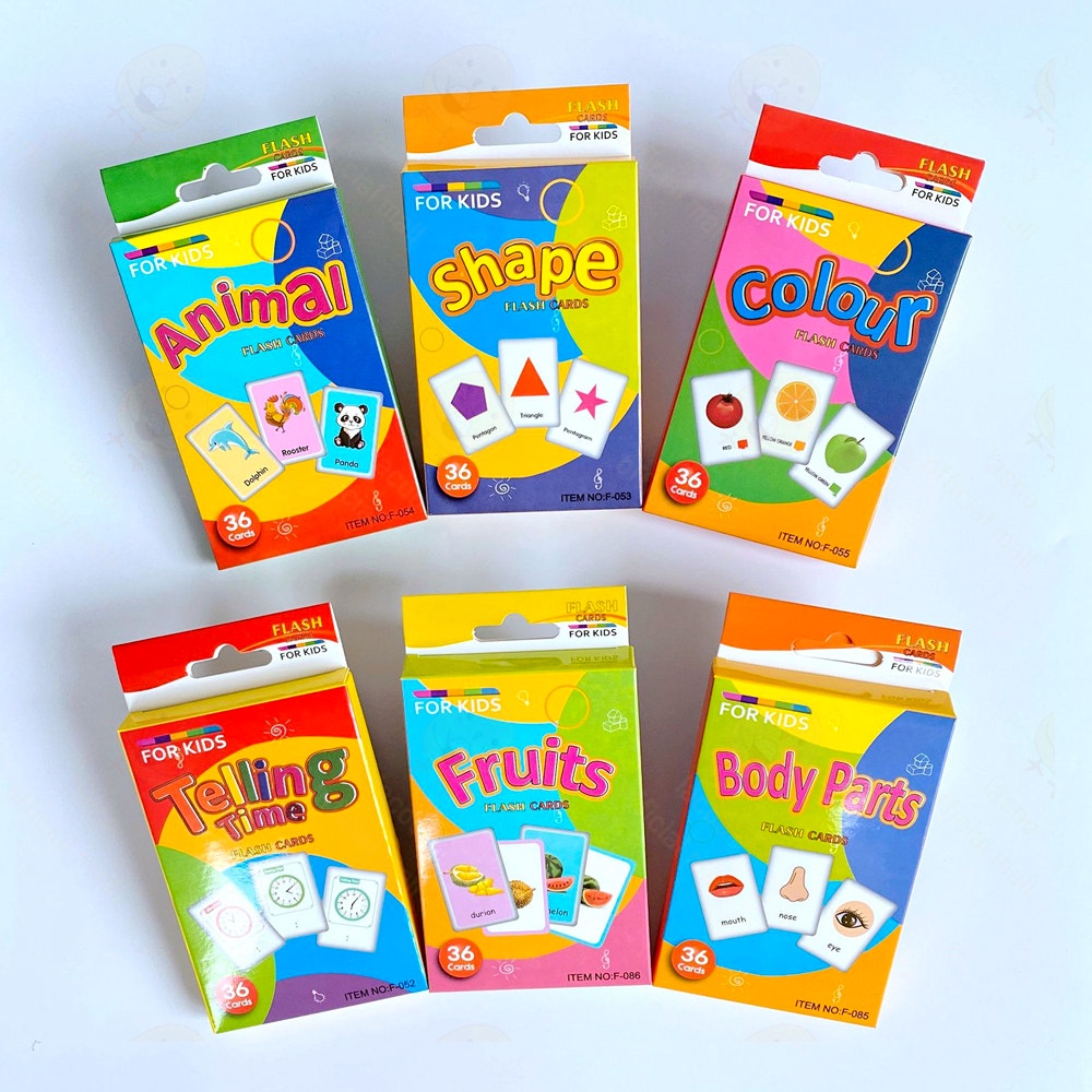 Poney Flash card set 36 kartu bahan karton flash card anak gambar kata dan huruf