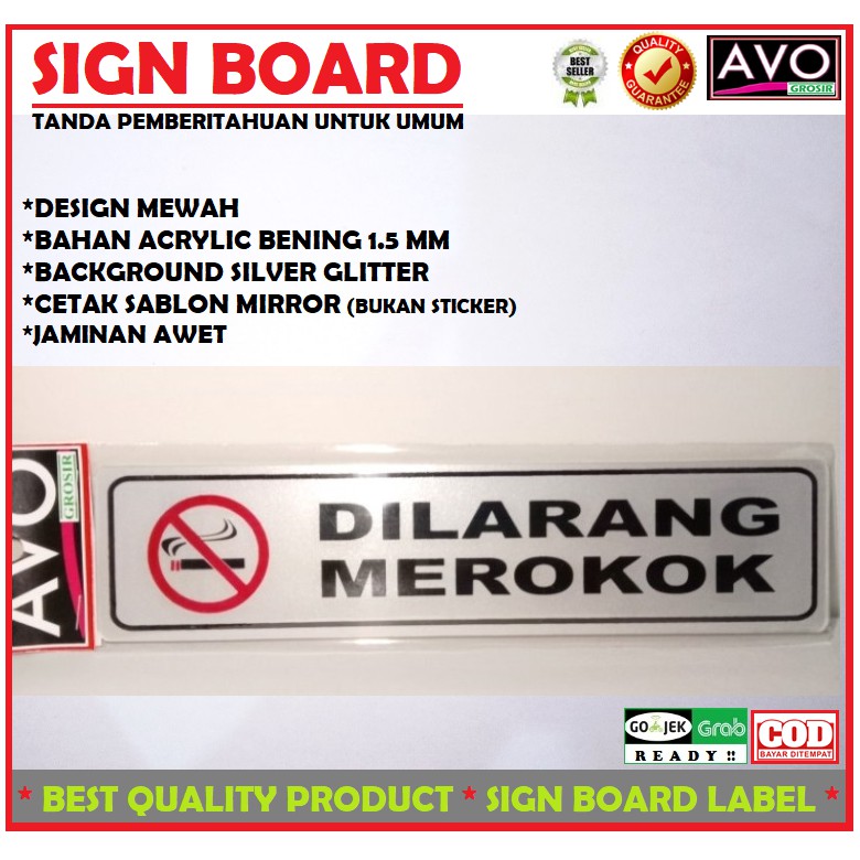 

sign label DILARANG MEROKOK acrylic sign board