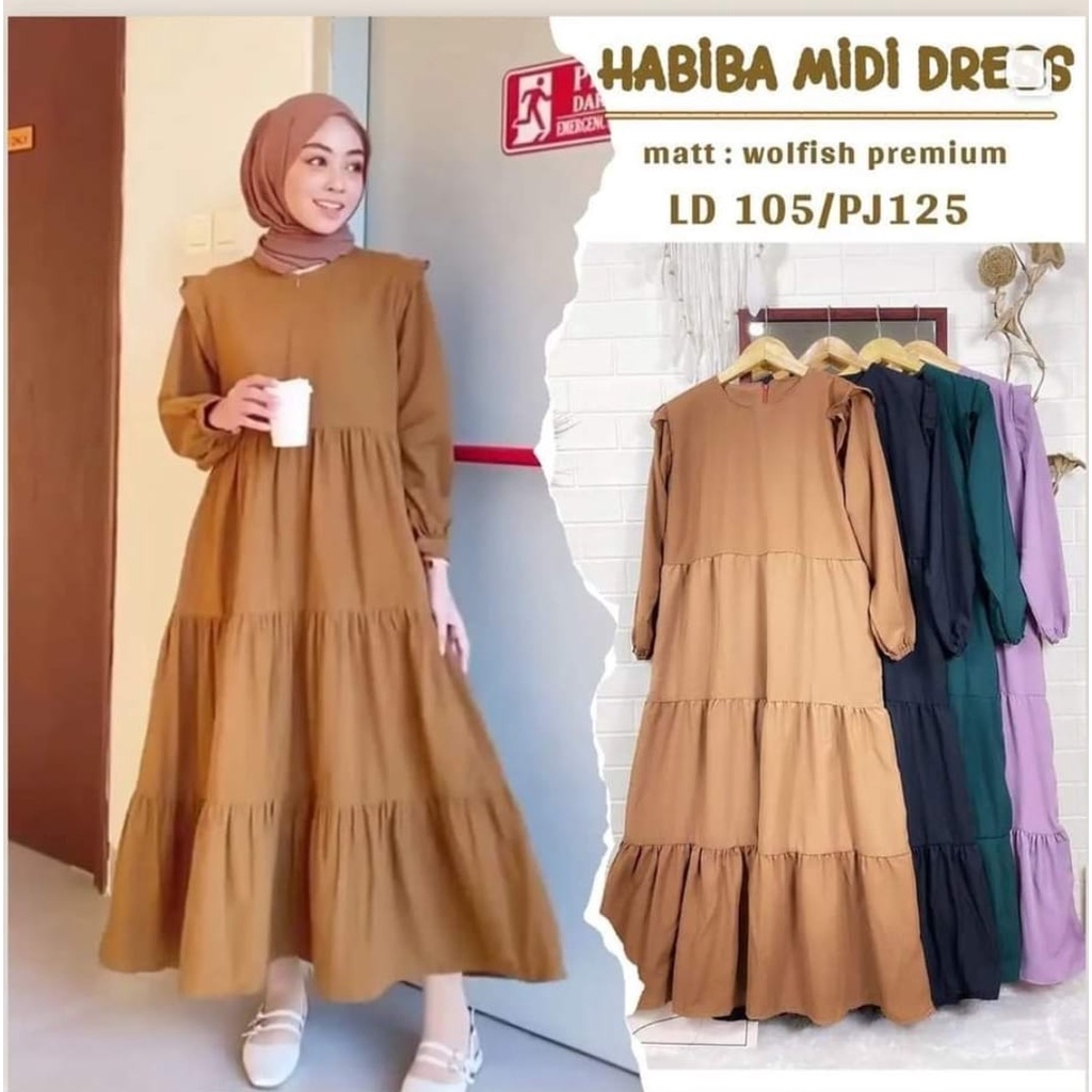 HABIBA MIDI DRESS GAMIS PREMIUM ORI100%