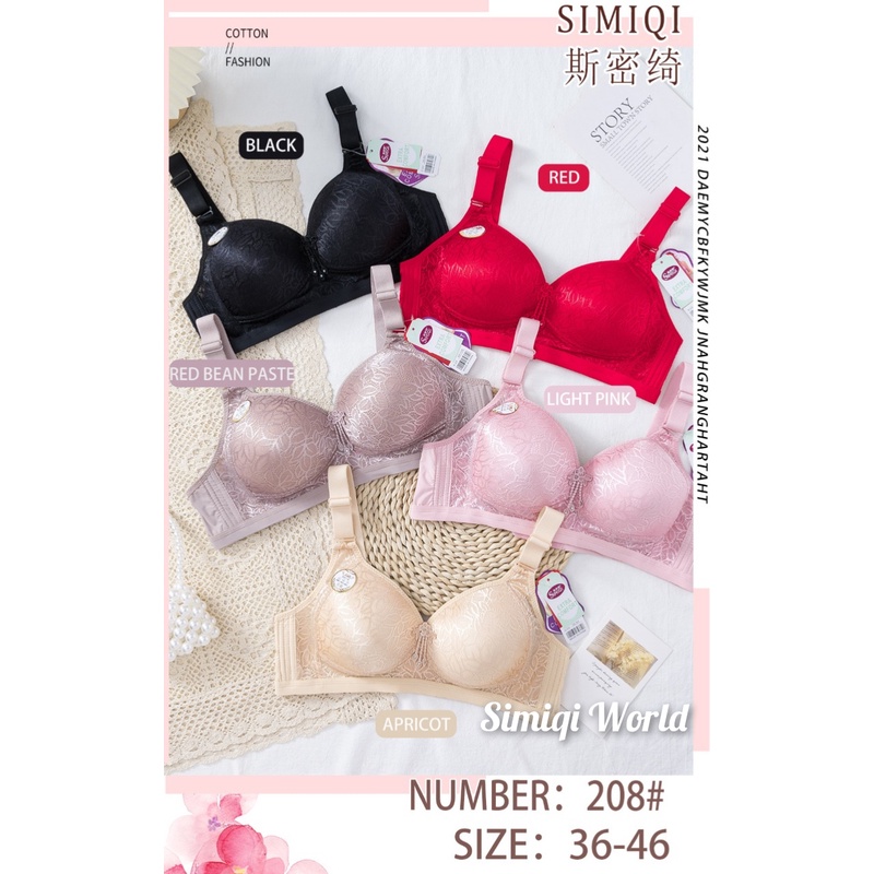 Bra Simiqi 208 Bra BIG SIZE BH Wanita Dewasa CUP D Kait 4 | SIZE 36 38 40 42 44 46 BH Harian