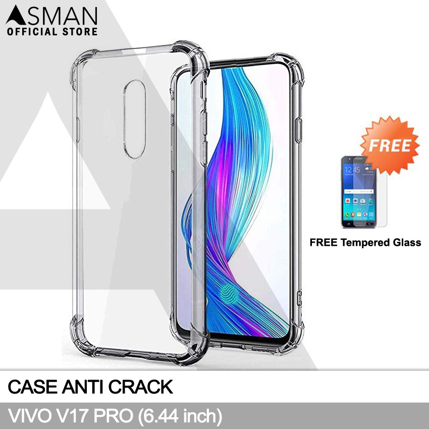 Anti Crack VIVO V17 Pro (6.44&quot;) | Soft Case Anti Bentur + FREE Tempered Glass