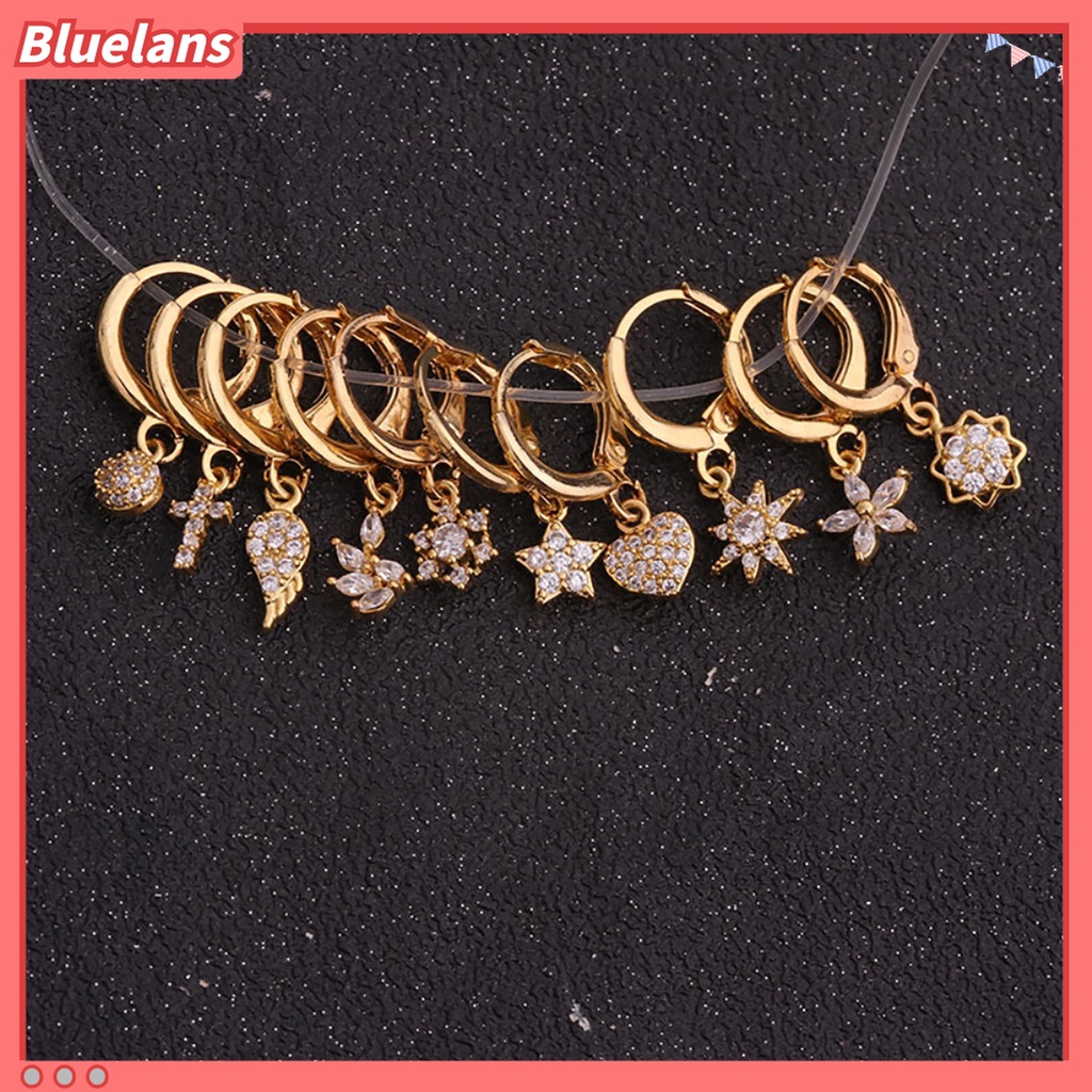 1 Pc Anting Menjuntai Desain Salib Hati Bunga Bahan Cubic Zirconia Untuk Wanita