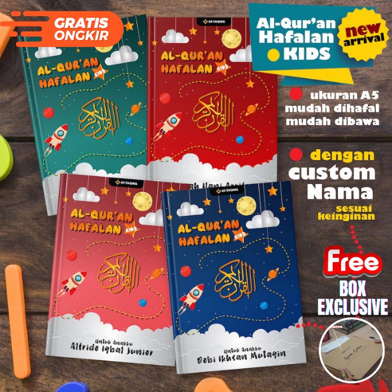 ALQURAN CUSTOM NAMA ATTAQWA KIDS AL QURAN HAFALAN ANAK GRATIS CUSTOM TERJEMAHAN PERKATA A5