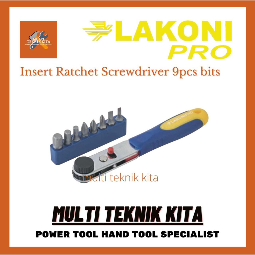 LAKONI PRO Obeng Rachet 9pcs Insert Ratchet Screwdriver Mata Obeng