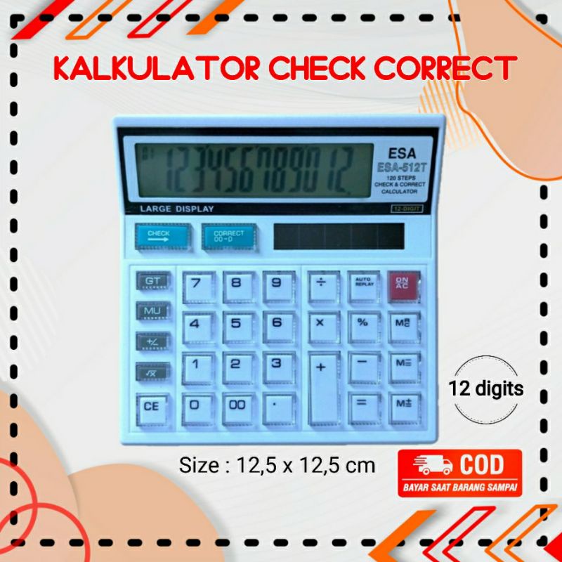 

Kalkulator Putih Check Correct 12 Digits Tahan Lama Auto Reply Calculator Free Baterai