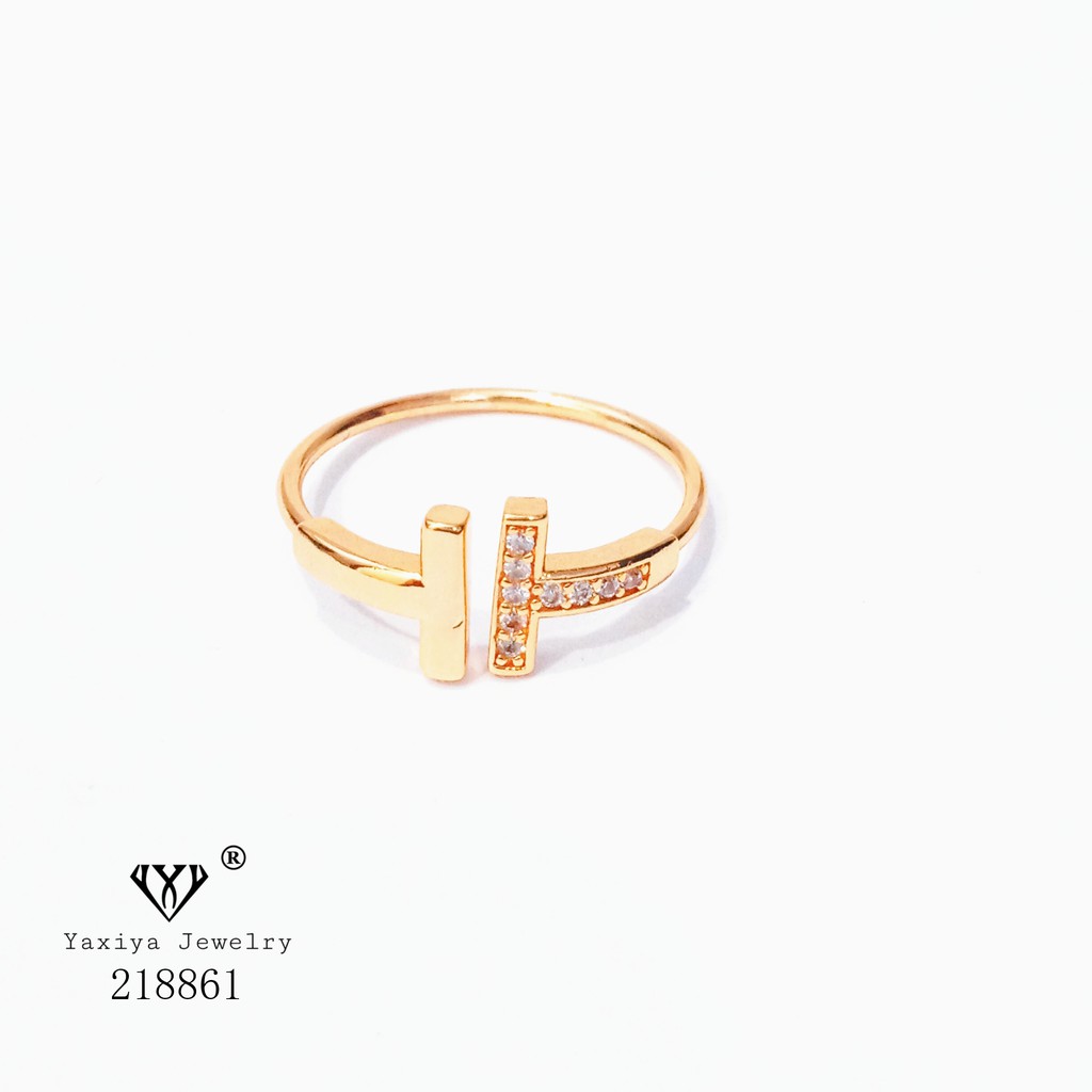 Yaxiya Cincin Emas Fashion Permata Perhiasan Lapis Emas 18K 686-1