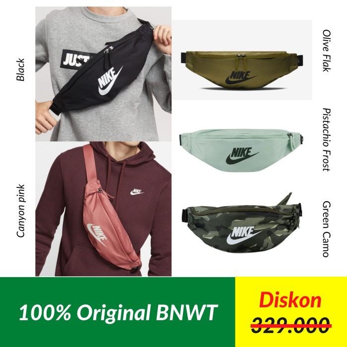 Tas Pinggang Waist Bag Nike Sportwear Heritage Hip Pack Original BNWT - Black Murah