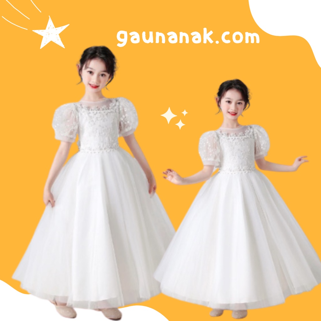 Gaun anak -  gaun pesta anak perempuan putih pesta ulang tahun