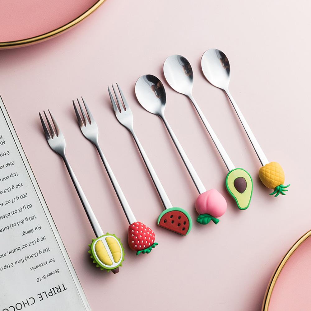 NICKOLAS1 Sendok Kopi Lucu Stainless Steel Ice Cream Coffeeware Alat Makan Kue Dessert Garpu Buah