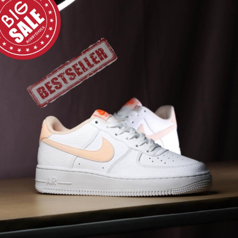 Sepatu Air Force White Peach Original Premium Quality Sneakers Wanita