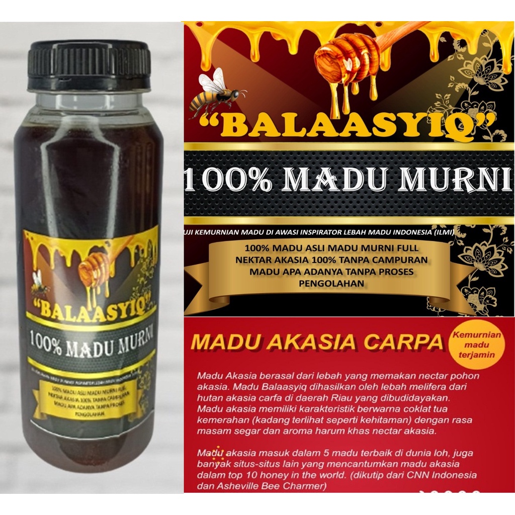 100% Madu Murni Hutan Hitam 250ml Meningkatkan Imun Nafsu Makan Manyembuhkan Radang Sariawan Panas Dalam Demam Batuk Flu Kolesterol Maag Diabetes Luka dll