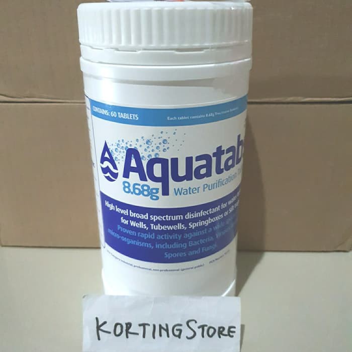 AQUATABS MULTIPURPOSE 8,68g - Tablet Desinfektan / Disinfektan 1 Botol ( WHO Recommended )