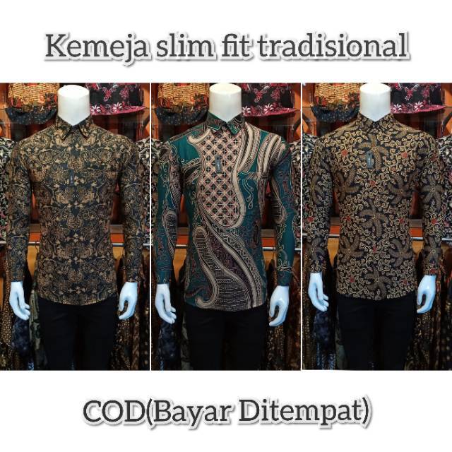 kemeja batik Slimfit exclusive original butik batik pria lengan panjang M L XL baju batik pria