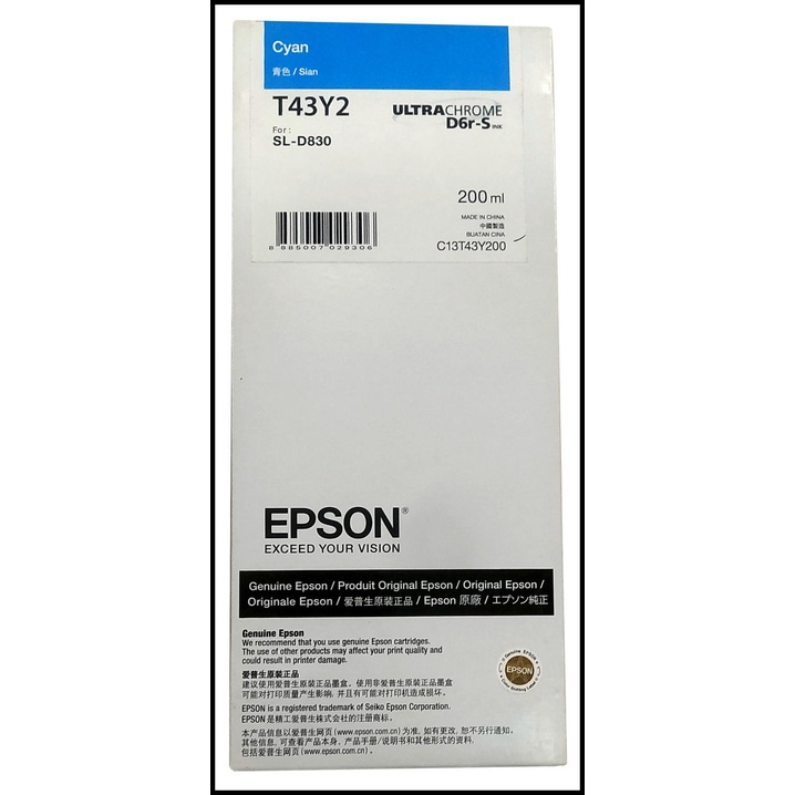 Tinta Catridge Epson Sl D830 Sl-D830 Drylab T43Y T 43Y T 43 Y Original