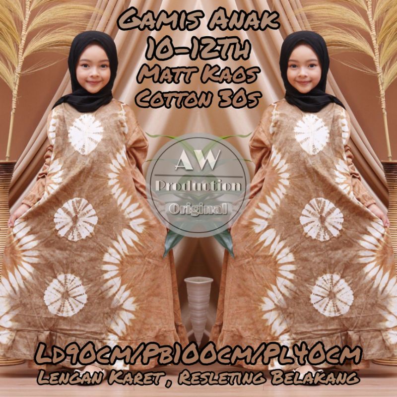 Dress Anak Perempuan Motif Tiedye 10-12 Th Katun Adem Baju Anak Karakter Lucu Cantik Murah Kekinian