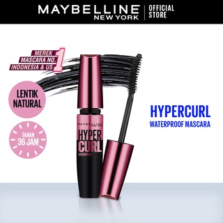 Image of Maybelline Volum Express Hypercurl Waterproof Mascara Make Up - Very Black 5 ml Smudgeproof Tahan 24 Jam