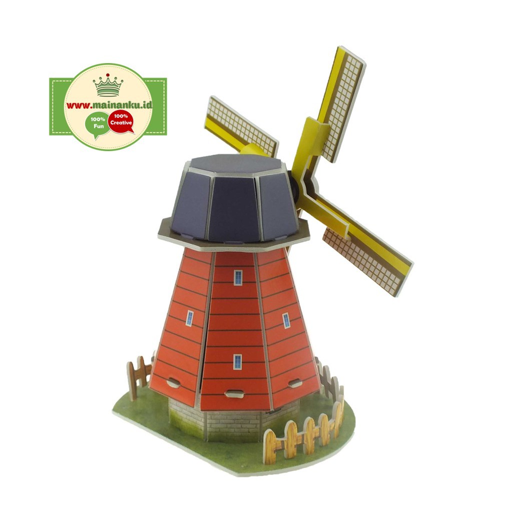 Mini Puzzle 3D | HOLLAND WINDMILL | Puzzle 3 Dimensi Bangunan - 1690-8