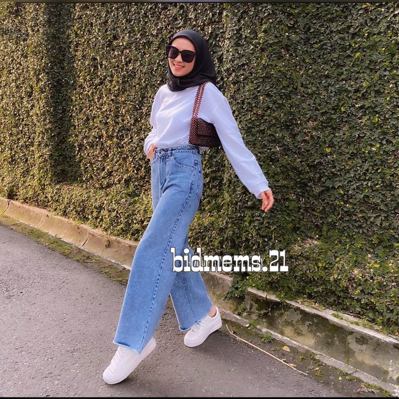 [BISA COD] Highwaist Kulot Jeans Wanita Rawis / Loose