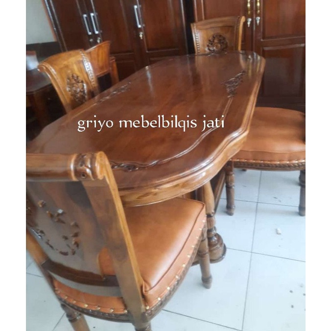 meja makan jati 4 kursi