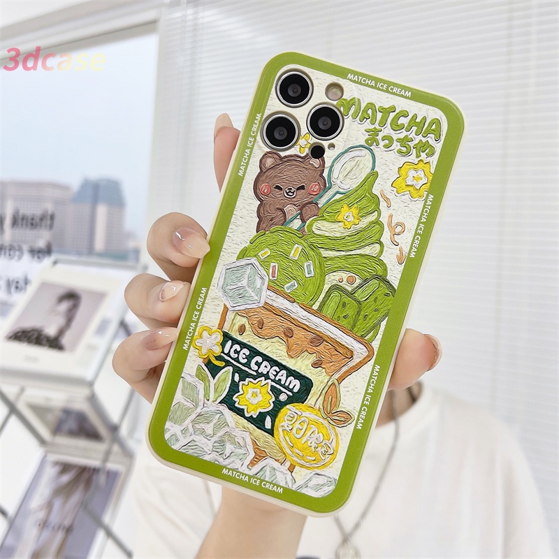 Casing Soft Tpu Case Compatible For IPhone 13 12 11 pro max 12 13 mini 6 7 6S 8 Plus X XR XSMAX Se 2020 6SPlus 7Plus 6Plus 8Plus XS A16 A15 A7 A5S Y20 Y12 Cartoon Ice Cream Straight Cube Case