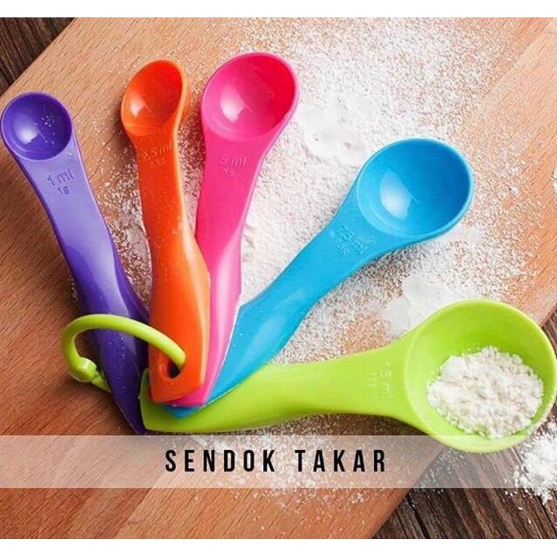 Sendok Takar Measuring Spoon Set 5 in 1 Warna Warni Ukur Kue Air Bumbu