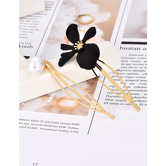 LRC Jepit Rambut Fashion Alloy Pearl Flower Hair Clip Set F4345X