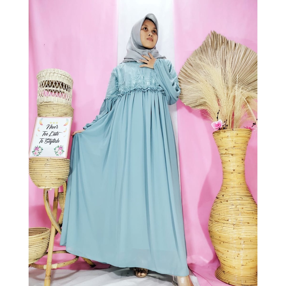 Gamis Princess Ceruty Kombinasi Brokat / GAMIS CERUTY BABYDOLL GAMIS CERUTY BABYDOLL PREMIUM GAMIS /