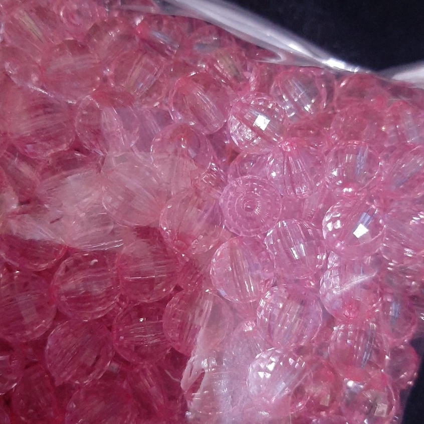 Manik Mote Akrelik 10mm/Manik Acrylic 10mm Pink Muda/Manik-Manik Bahan Tas