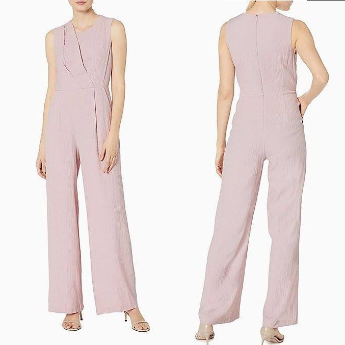 Calvin Klein Textured Pintuck Sleeveless Jumpsuit