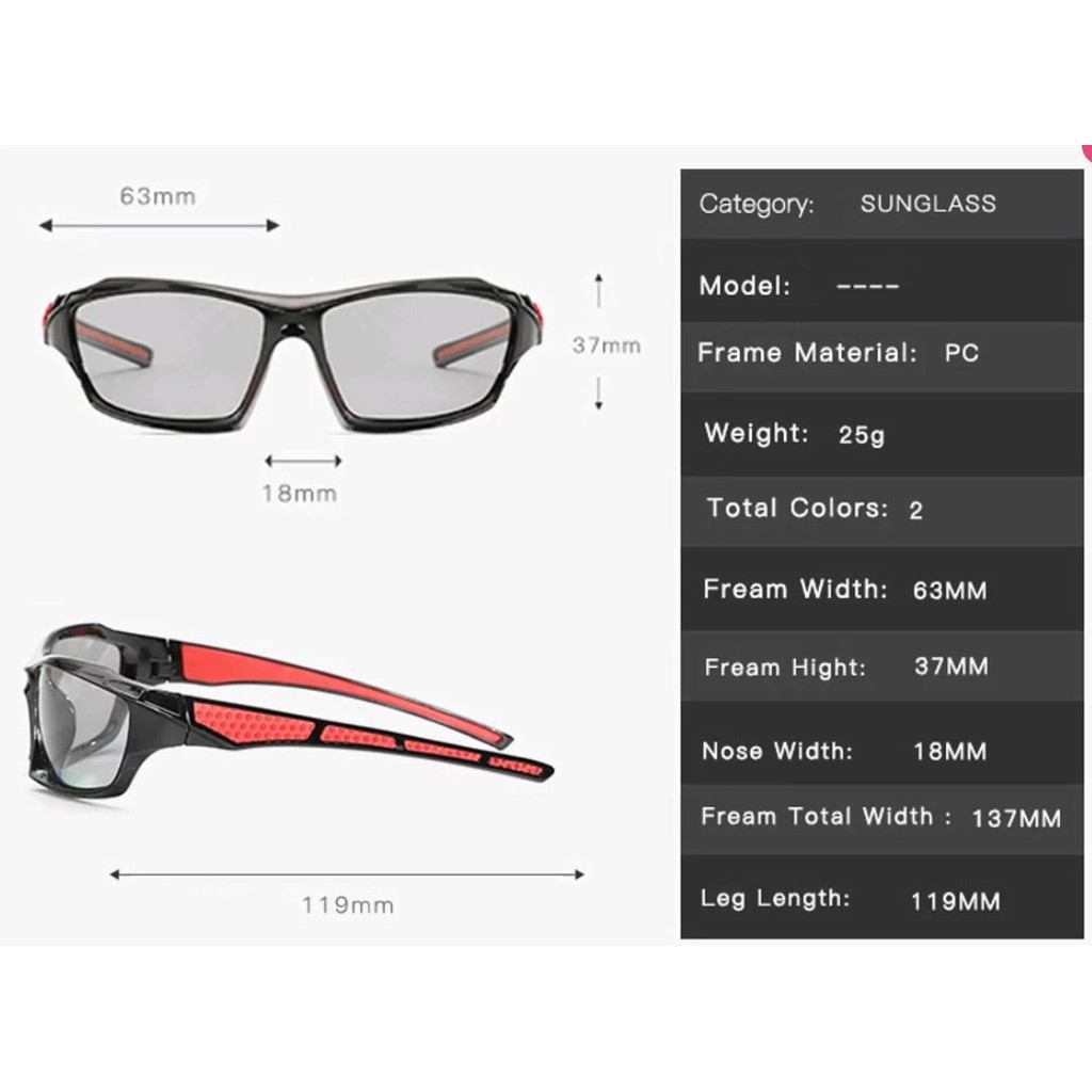 Kaca Mata Photochromic Kaca Mata Polarized kode 075 merah