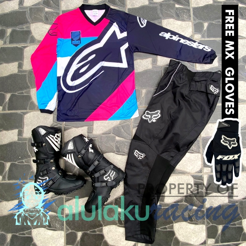 Jersey, Celana, Sarung Tangan &amp; Sepatu SV Fullset MX Trail Motocross - Paket Bundling ASCTSV050101-F41