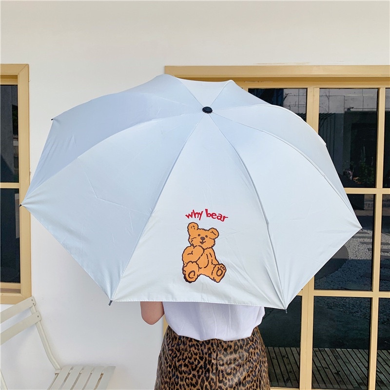 Payung Panas Hujan Dengan Motif Bear Lucu Anti UV / Payung Lipat Mini Cantik Anti UV