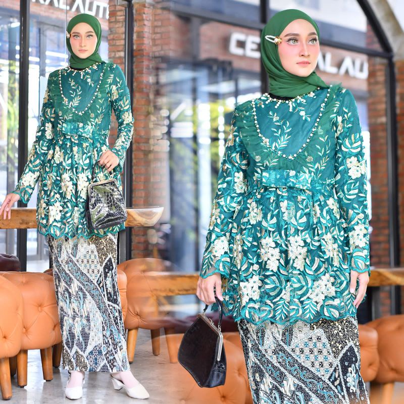 Kebaya Tunik Zahra Mutiara Payet ST / Kebaya Wisuda / Kebaya Seragam Nikah / Kebaya Brukat Payet Modern / Kebaya Lesty