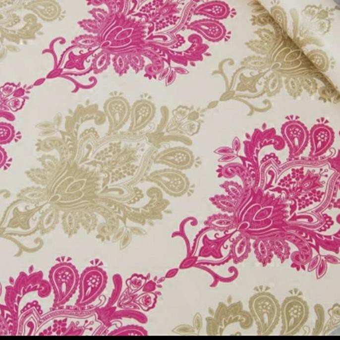 Hari Ini Walpaper Sticker Dinding Motif Krem Batik Emas Warna Merah Bergaransi