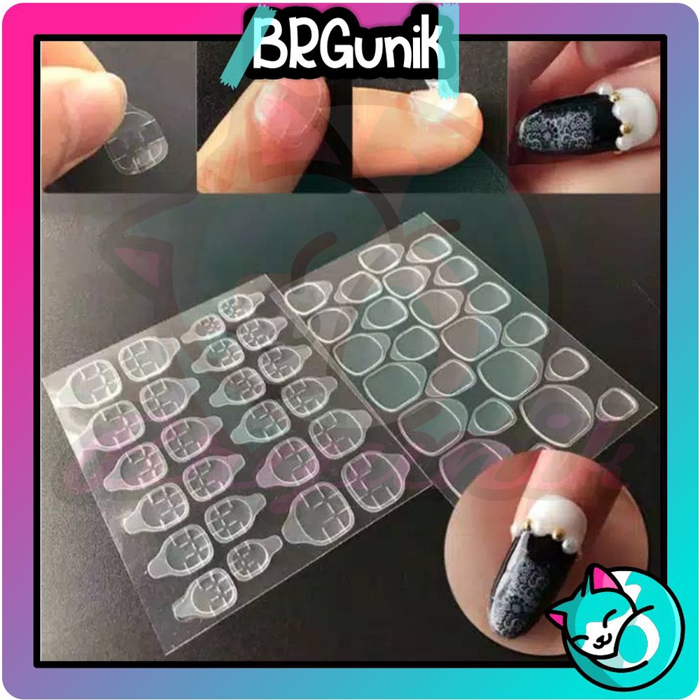 BRGUNIK Kuku Palsu 24 Pcs Set Fashion Acylic Nail/Fake Nails Art/Free Lem Cair 2gr Fake Nail Pajang R498