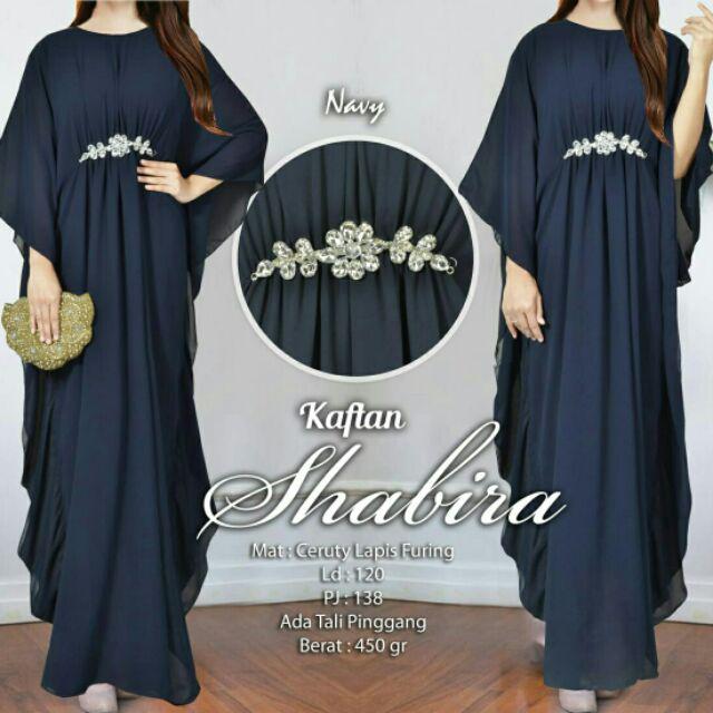 Arnis Shabira Kaftan Original Busui Friendly Ceruty Babydoll-Navy