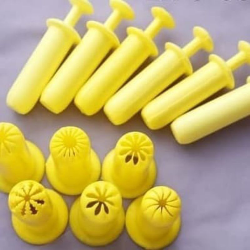 Cetakan Semprit Dorong Plastik, Kue Kering, Cookies, Spuit Pompa Suntik Kuning