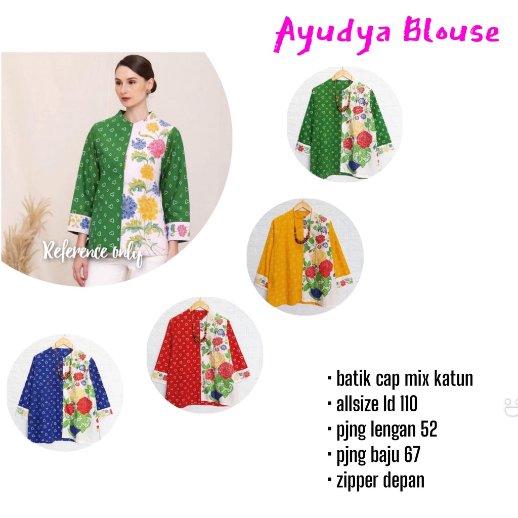 Blus Ayudya flower jumputan batik solo atasan kerja