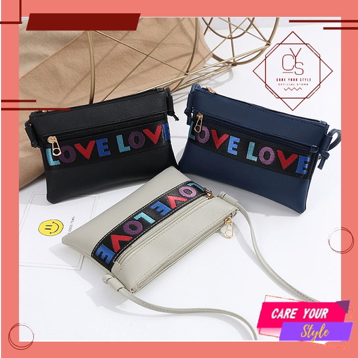 CYS Tas Selempang Wanita Murah Import / Tas Abg Wanita Love Hits Terbaru Berkualitas T47