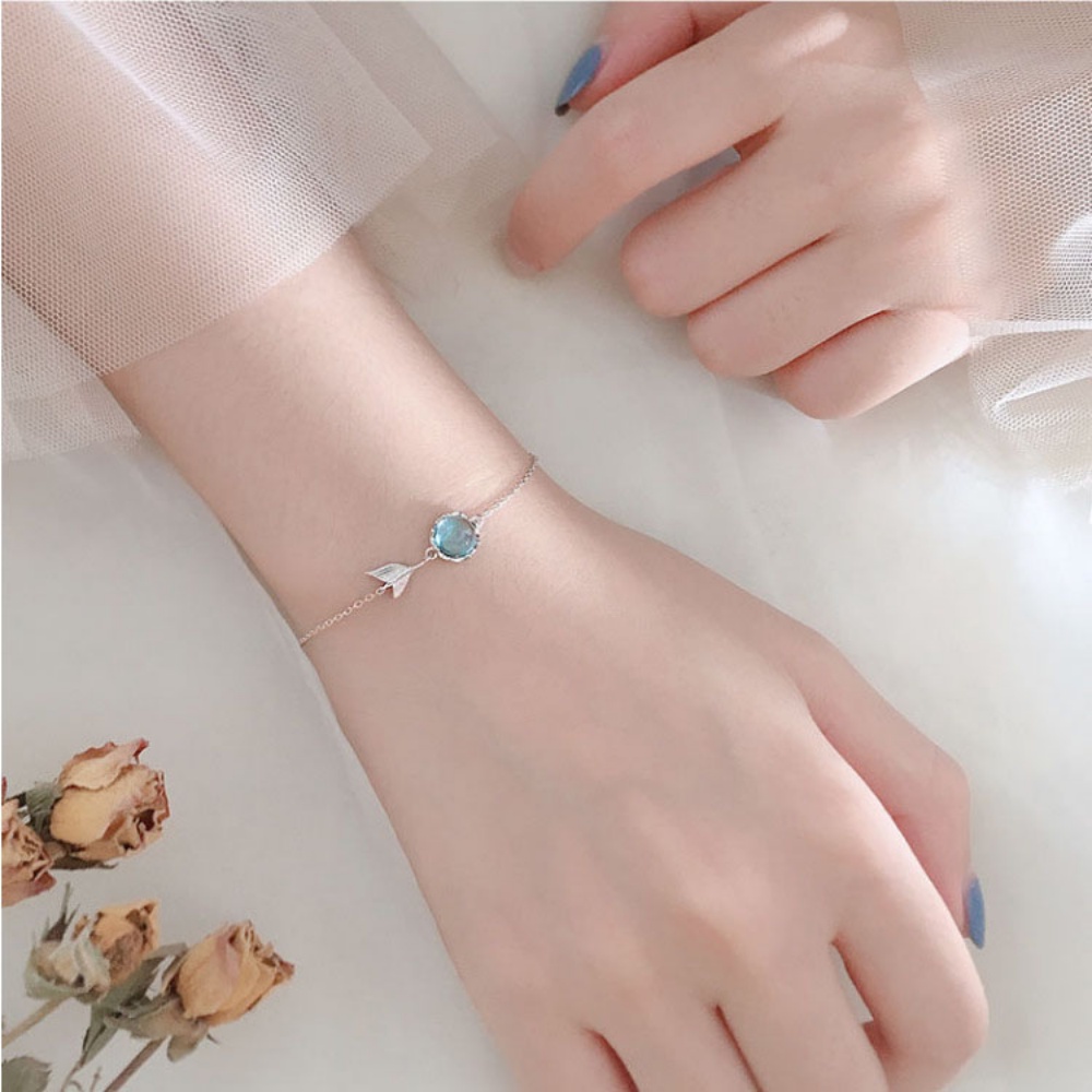 Gelang Silver S925 Hias Ekor Mermaid Warna Biru Gaya Korea Untuk Wanita