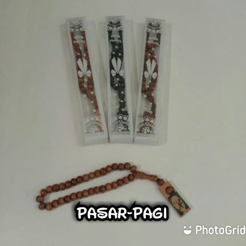 (50pcs)SOUVENIR PERNIKAHAN TASBIH KAYU MIKA MOTIF FREE KARTU UCAPAN