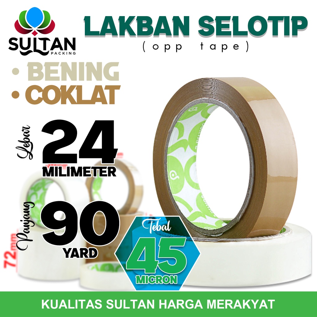 

Lakban Isolasi Selotip 24mm x 90yard OPP Tape Cortape Plakban PackingTERMURAH / SATUAN