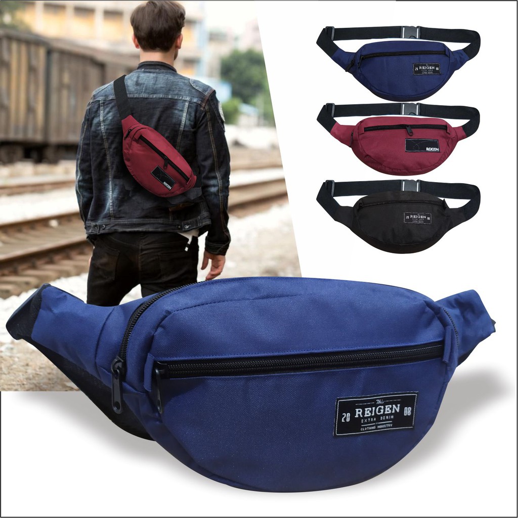 Tas Selempang Waistbag Kasual Polos Tas Pinggang Pria Cocok Untuk Digunakan Sehari Hari Model Simpel - PG - 8816