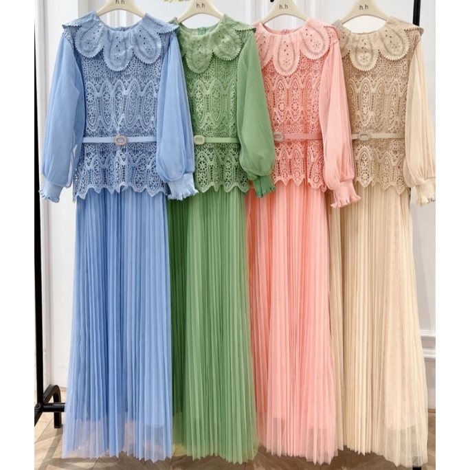 DRESS PESTA IMPORT PREMIUM GAMIS LEBARAN CANTIK MEWAH GAMIS CHERIES