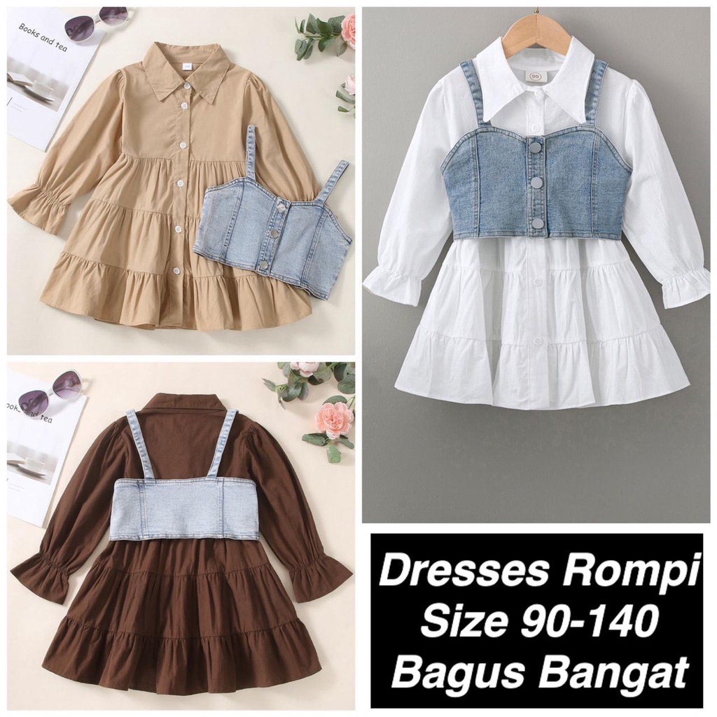 (LOLI-JKT) BS-315 DRESS ANAK MODEL ROMPI SIZE 90-140 FASHION 2022