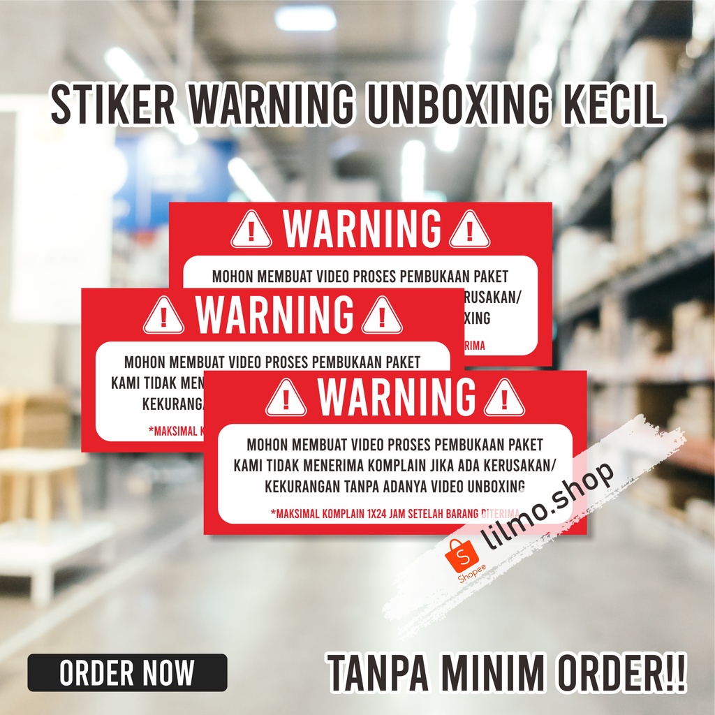 

(HARGA 1 PACK ISI 60 PCS) Stiker Unboxing Kecil, Stiker Warning Unboxing, Stiker Video Buka Paket, Ukuran 3x7 cm